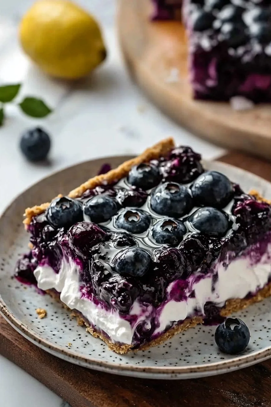 Delicious Grandma's Blueberry Chill Bars with fresh blueberries and a chill dessert vibe