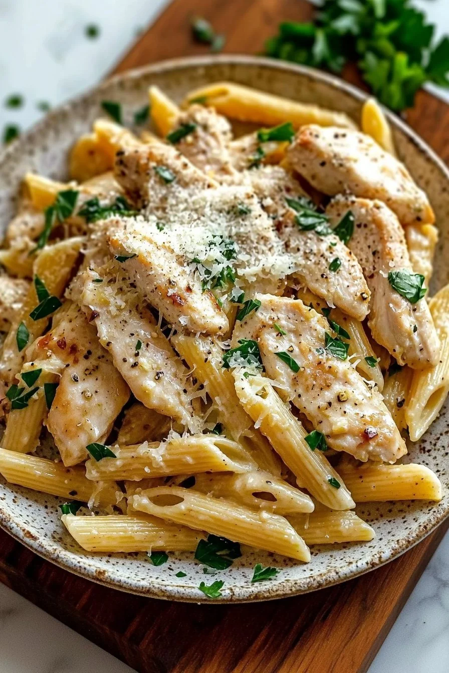 Healthy Garlic Parmesan Chicken Pasta