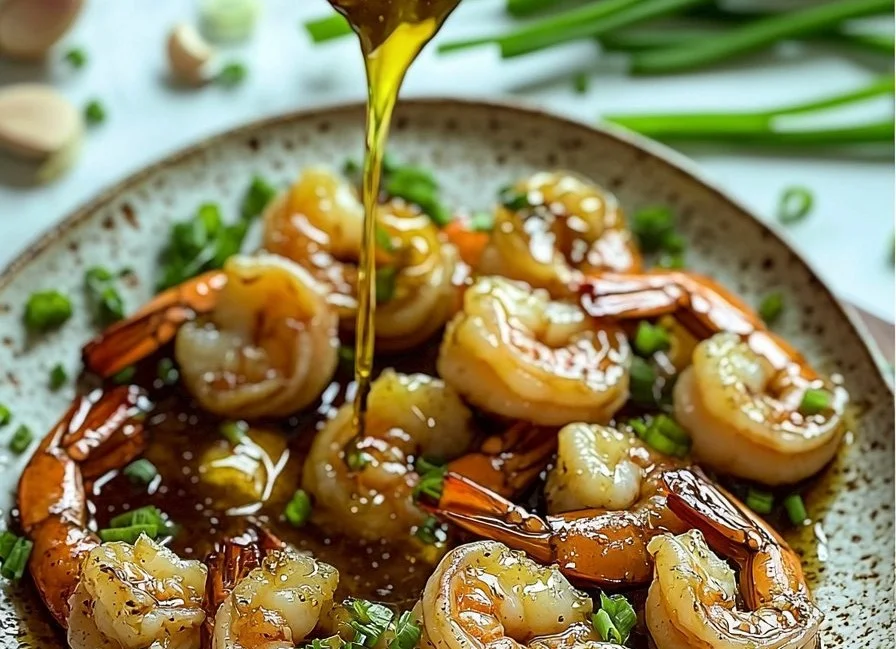 Delicious high-protein honey garlic shrimp served on a plate