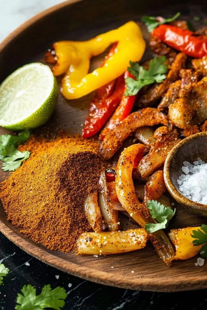 Bowl of homemade fajita seasoning with spices and herbs for flavorful dishes