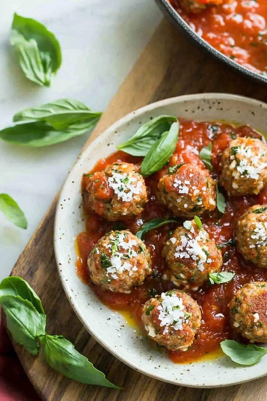 Mini Ricotta Meatballs with Herbed Tomato Sauce