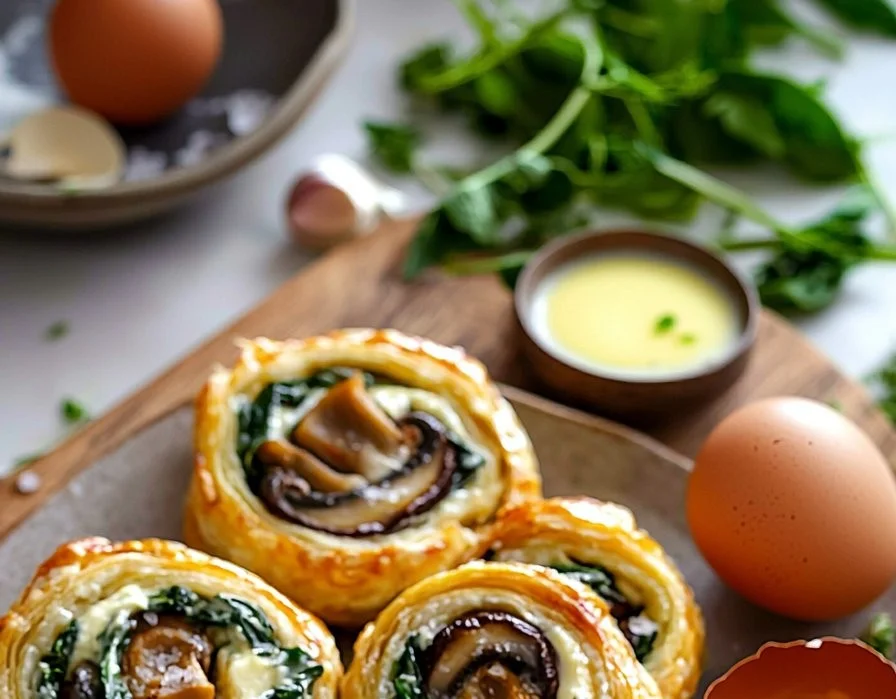Mushroom and Cheese Pinwheels