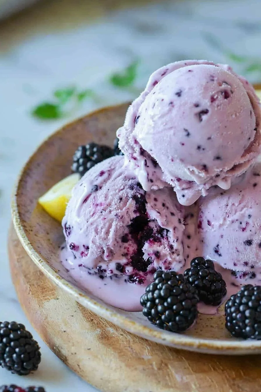 No Churn Easy Blackberry Ice Cream