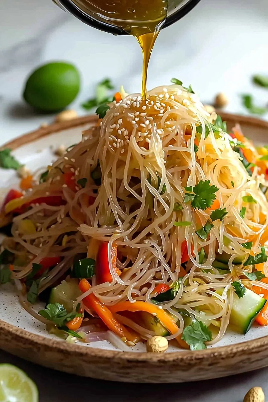 No Cook Noodle Salad with a Tangy Dressing