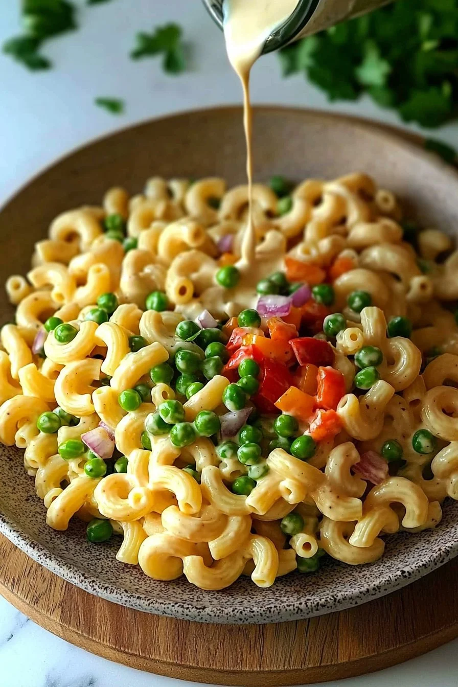 No-Mayo Vegan Macaroni Salad with Peas