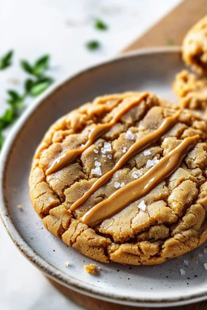 Old fashioned chewy peanut butter cookies on a baking tray