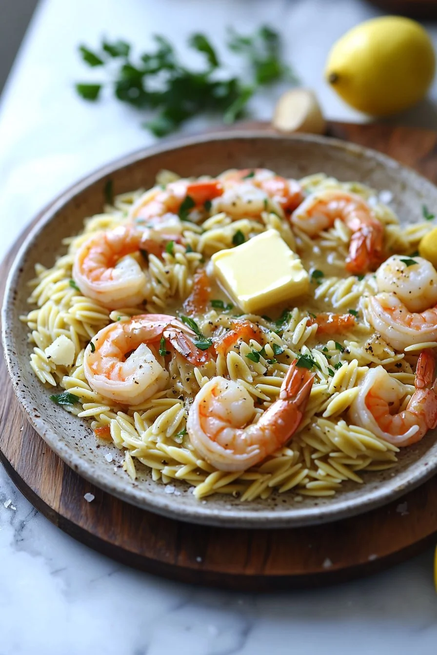 One-Pot Garlic Butter Shrimp and Orzo