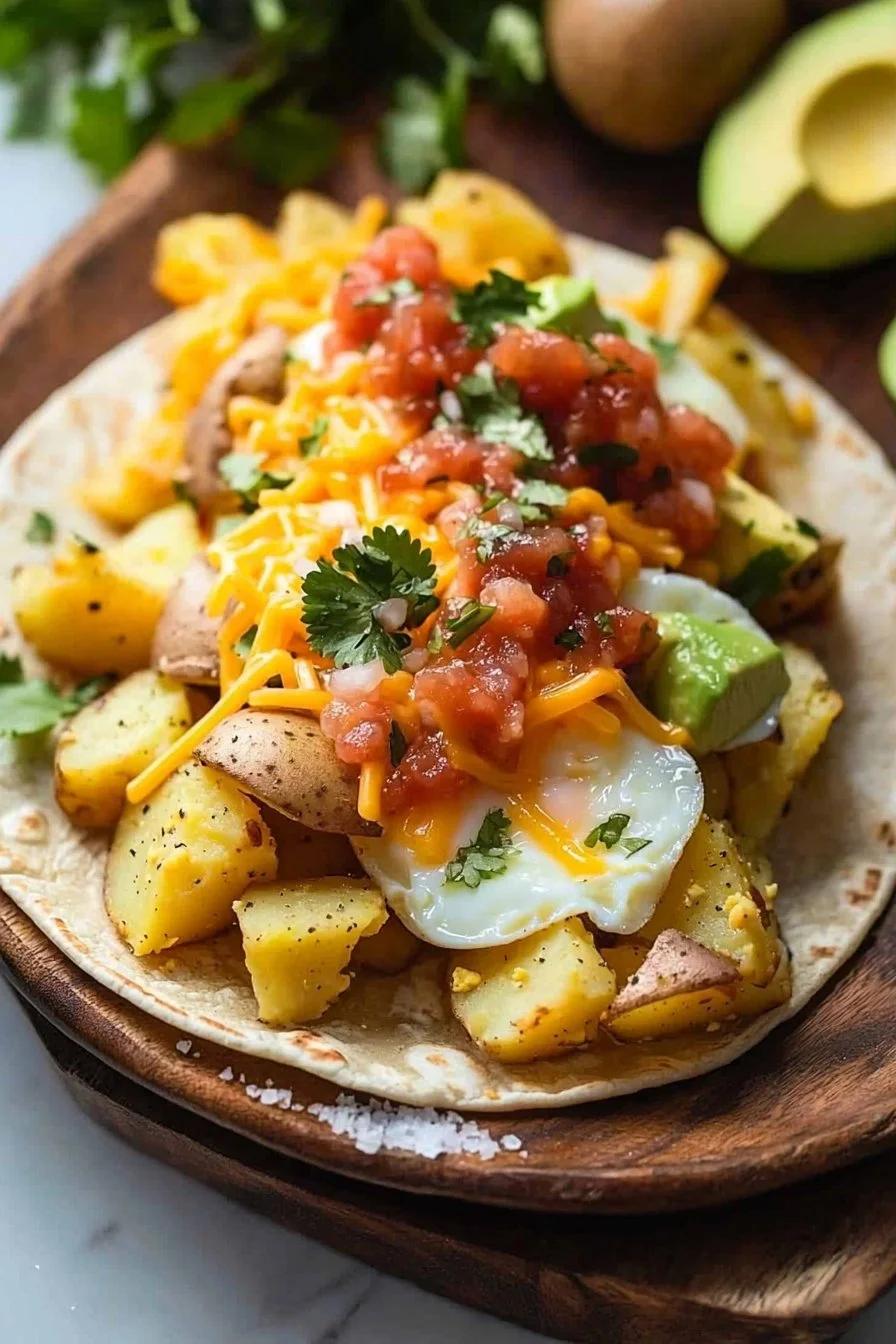 Potato Egg and Cheese Breakfast Tacos