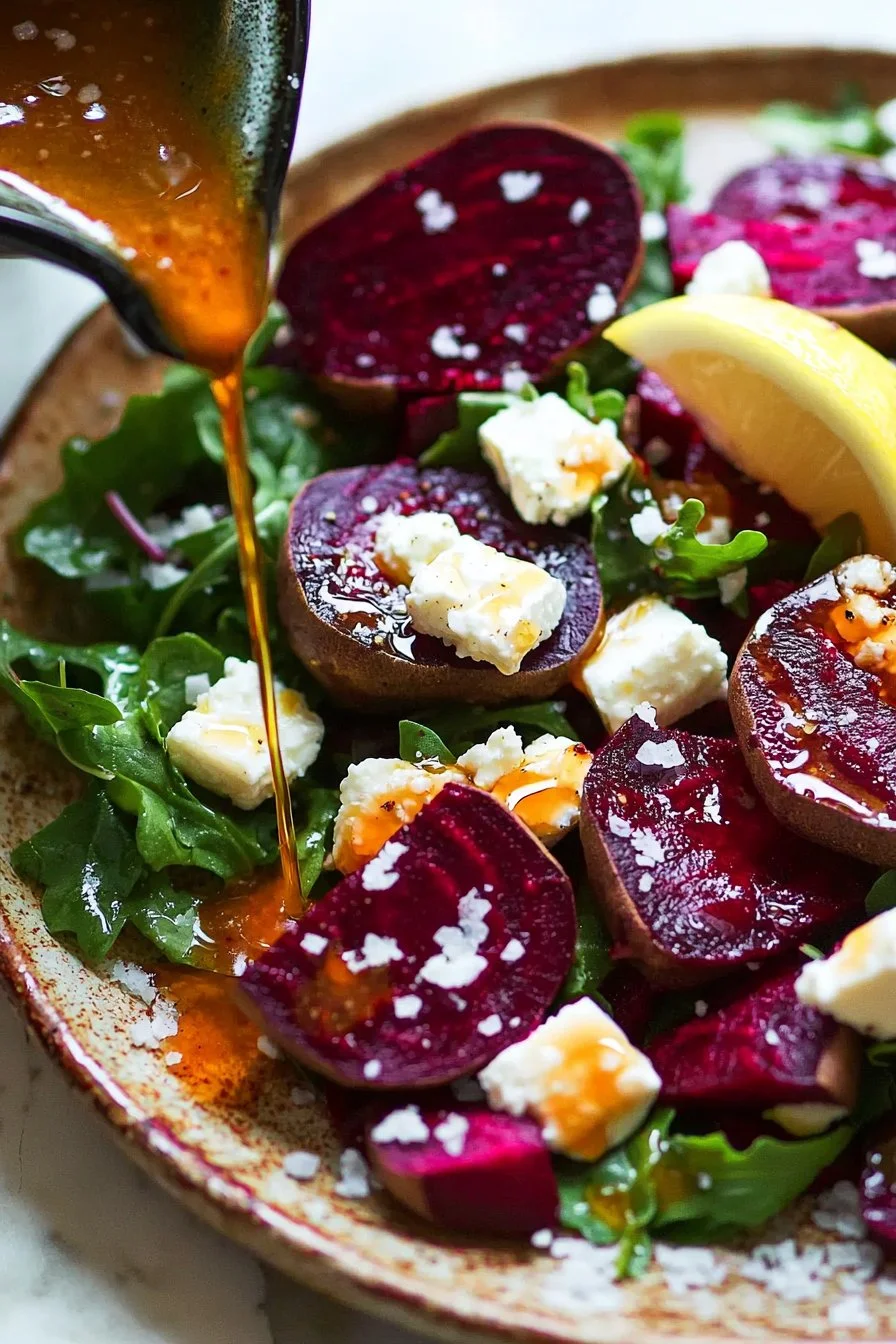 Fresh and colorful simple beet salad served in a bowl