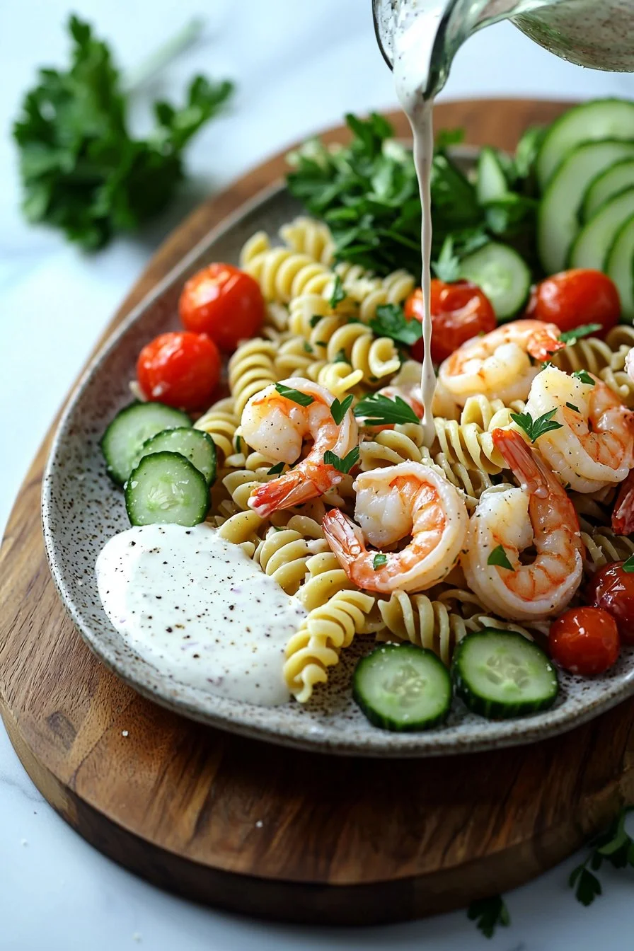 Simple Shrimp Pasta Salad With Ranch Dressing