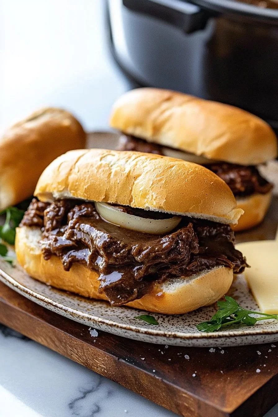 Slow Cooker French Dip Sandwiches