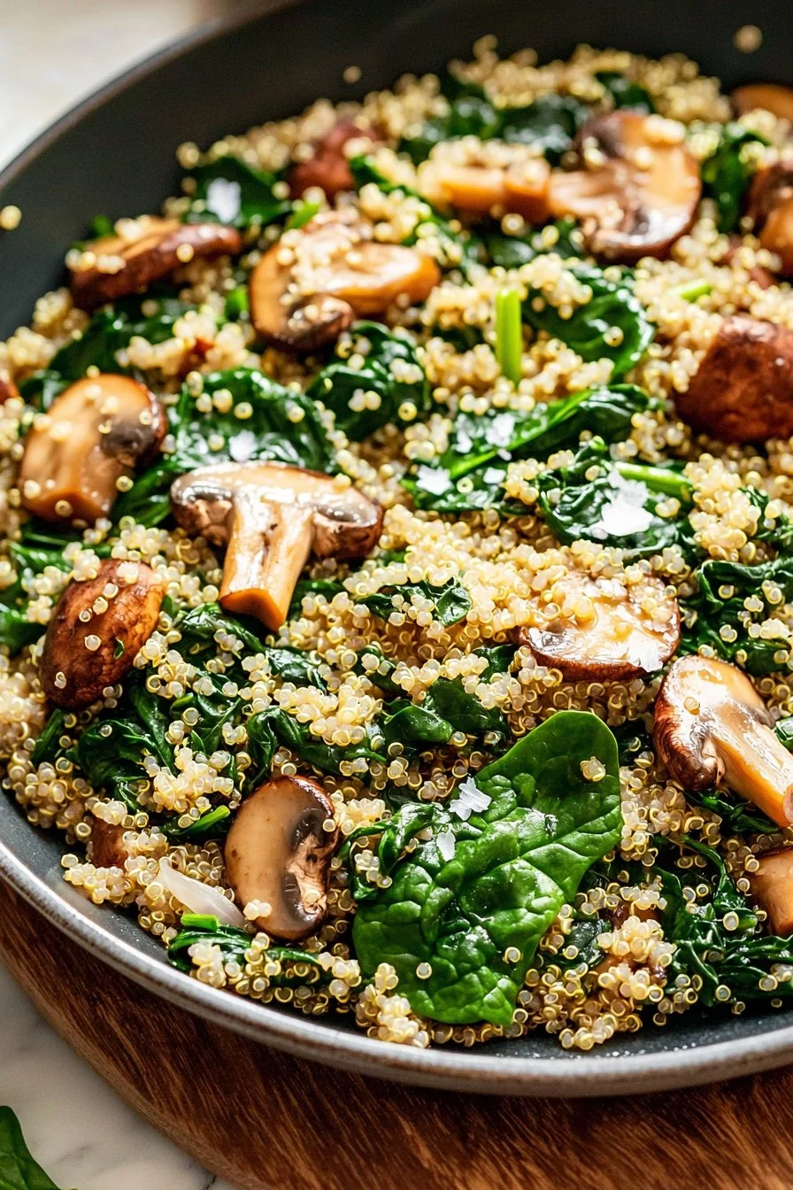 Spinach Mushroom Quinoa Skillet