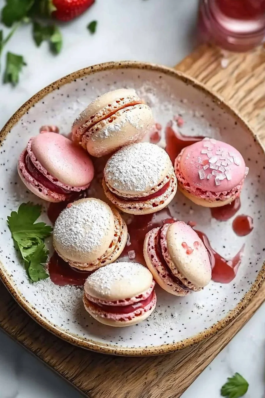 Strawberry Macaron Shells