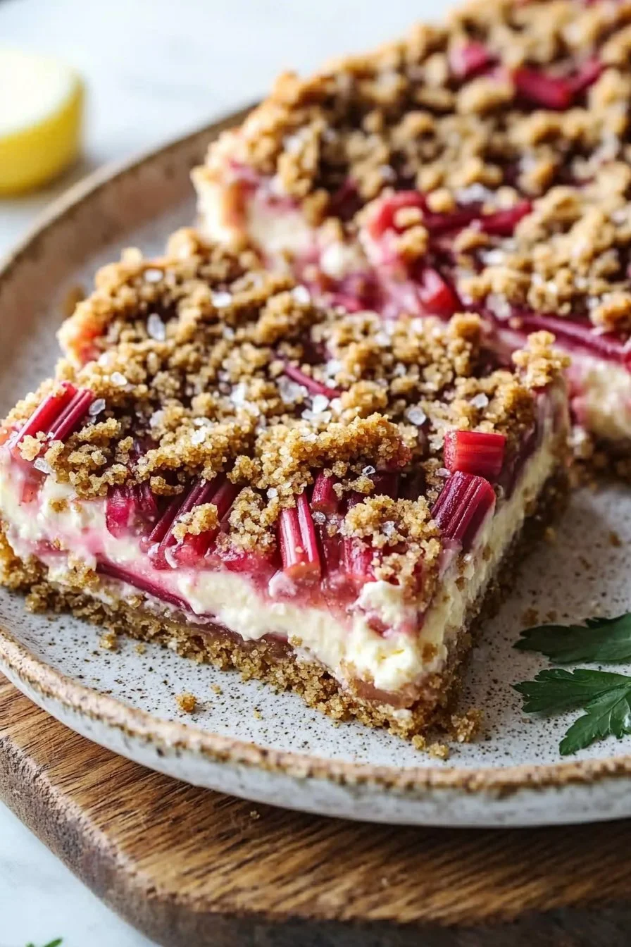 Sweet-Tart Rhubarb Cheesecake Bars