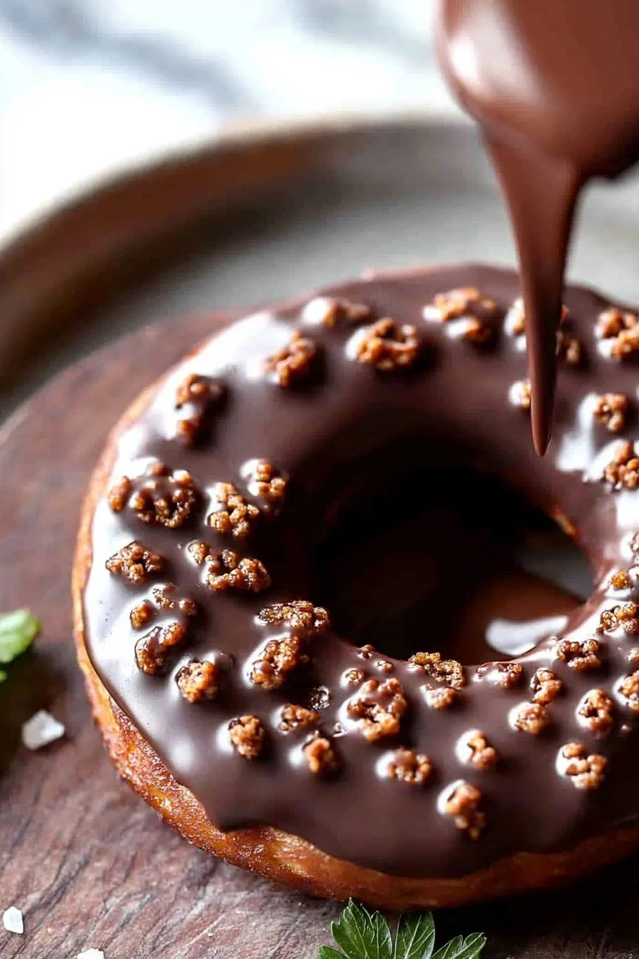3-Ingredient chocolate crunch doughnuts on a plate