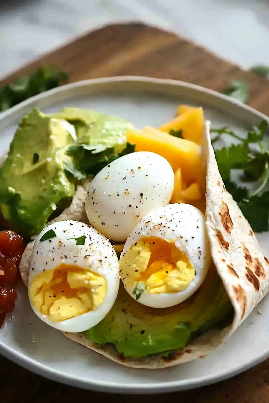 Delicious egg avocado wrap served on a plate ready to eat