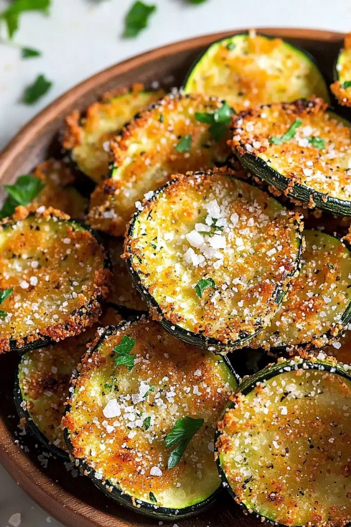 Air fryer zucchini chips with parmesan, crispy and healthy snack