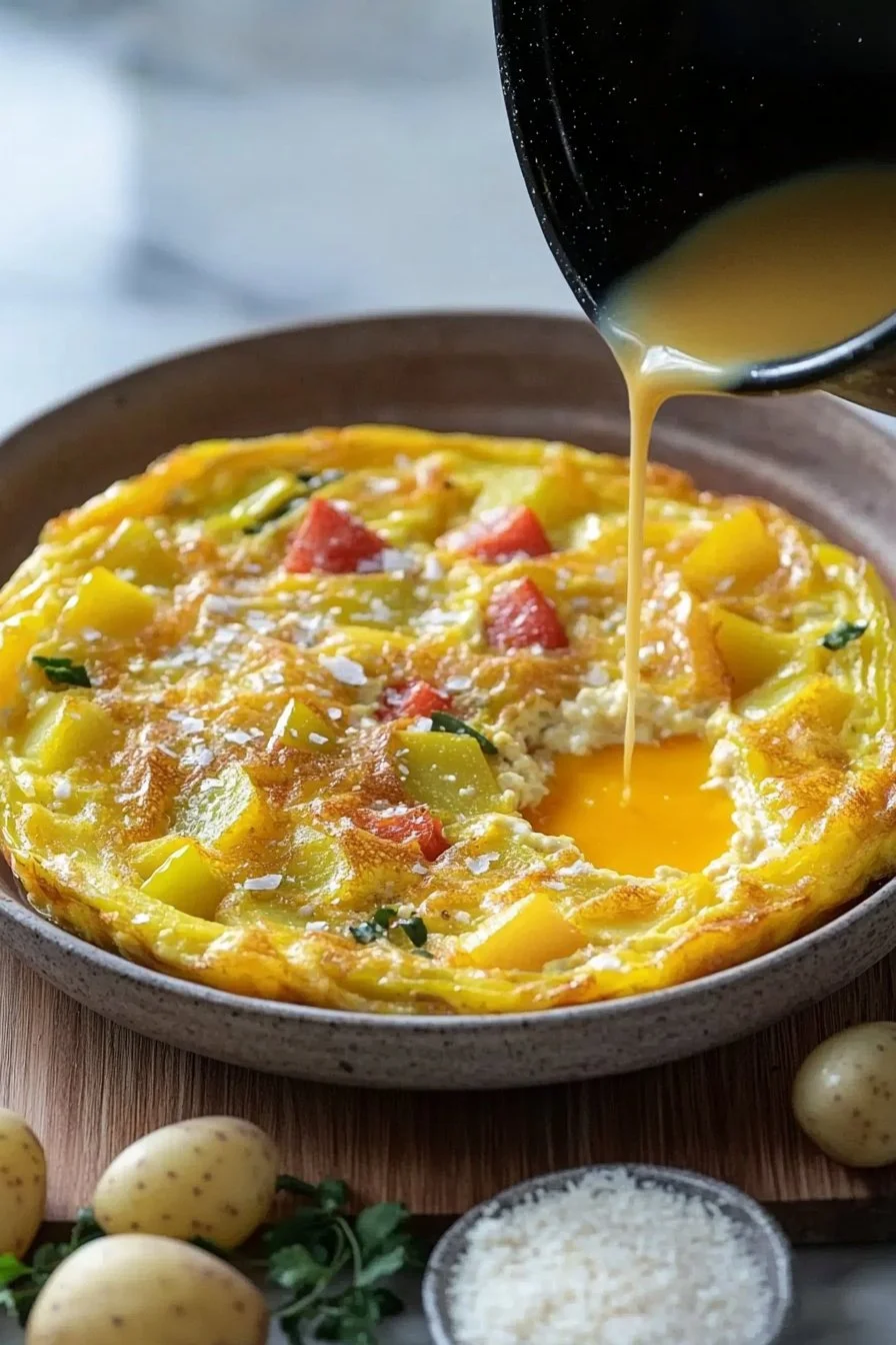 Bell pepper and potato frittata, a colorful and flavorful dish for breakfast