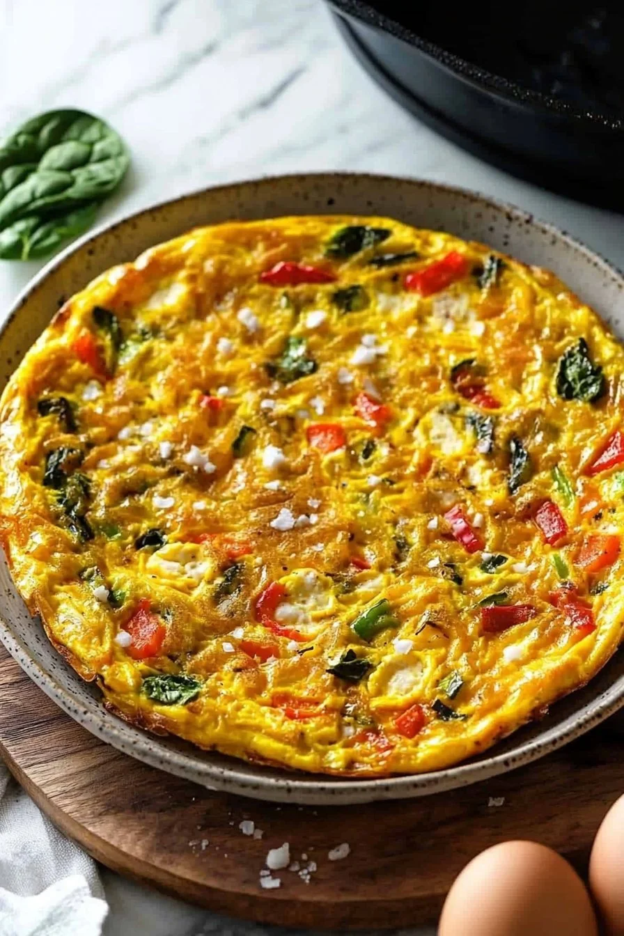 Delicious homemade frittata recipe with vegetables and eggs