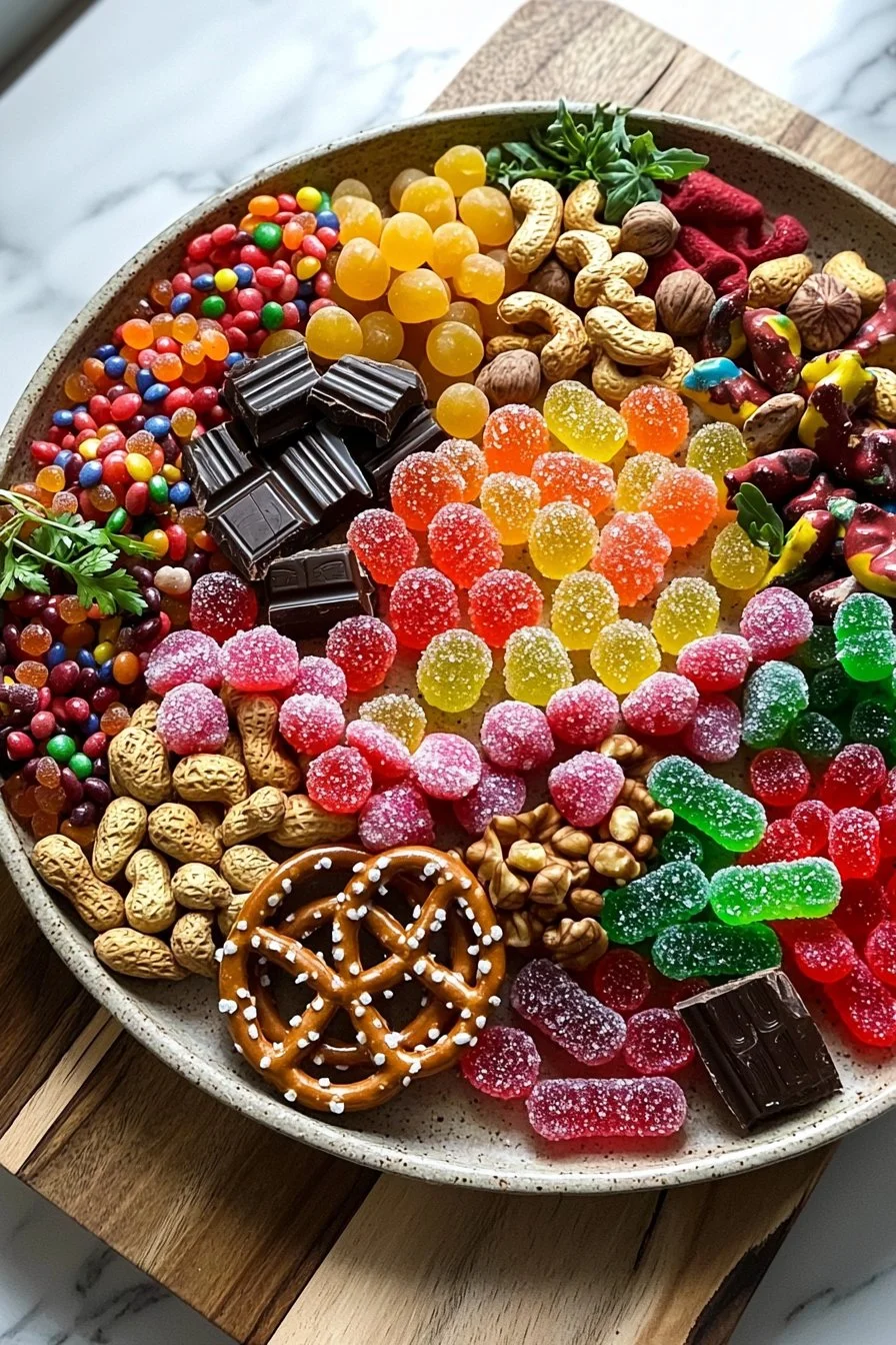 A beautifully arranged Candy Board featuring various candies and treats.