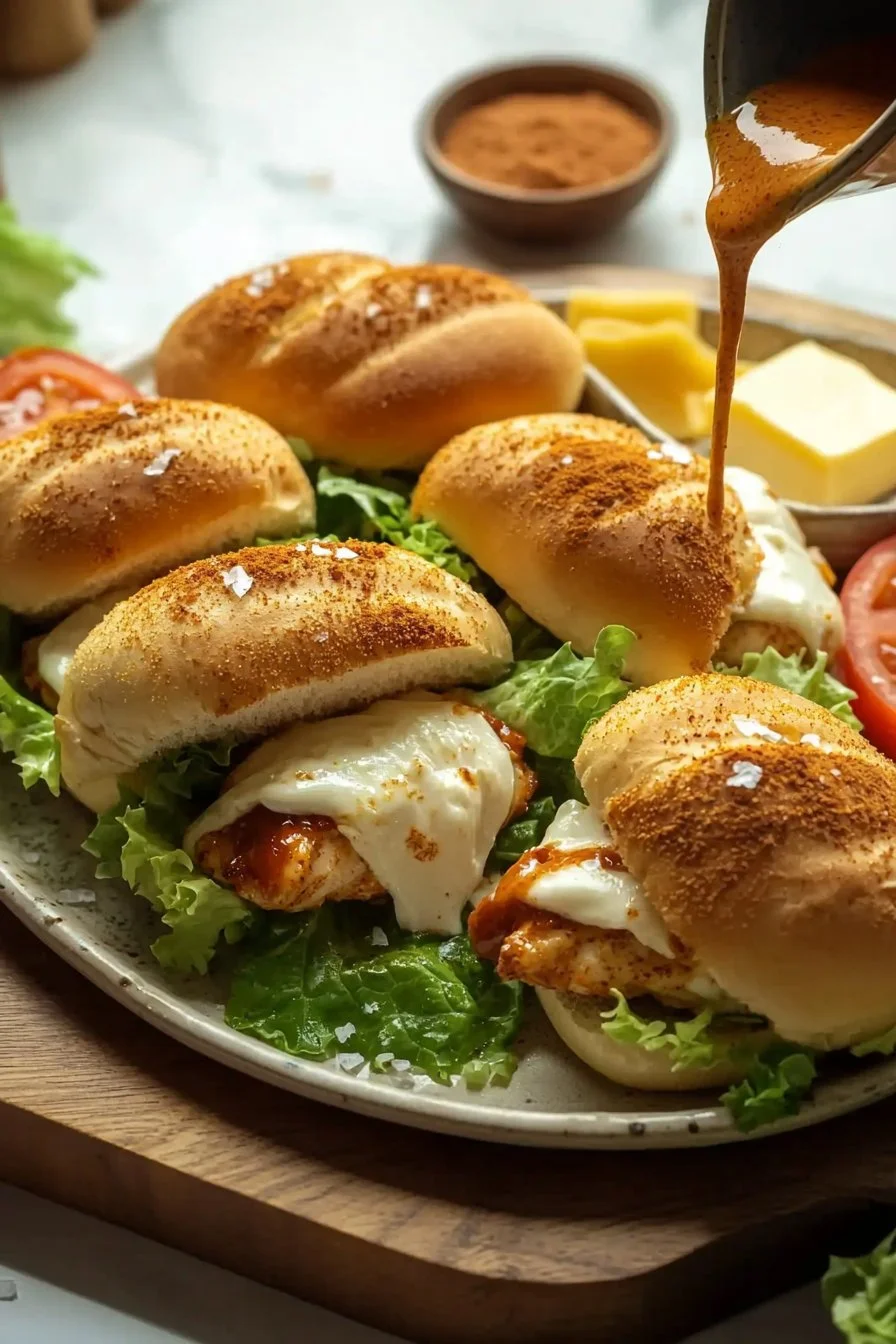Cheesy Dynamite Chicken Buns topped with melted cheese and spices.