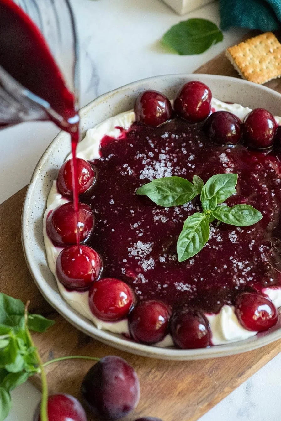 Delicious Cherry Cream Dessert topped with cherries and whipped cream