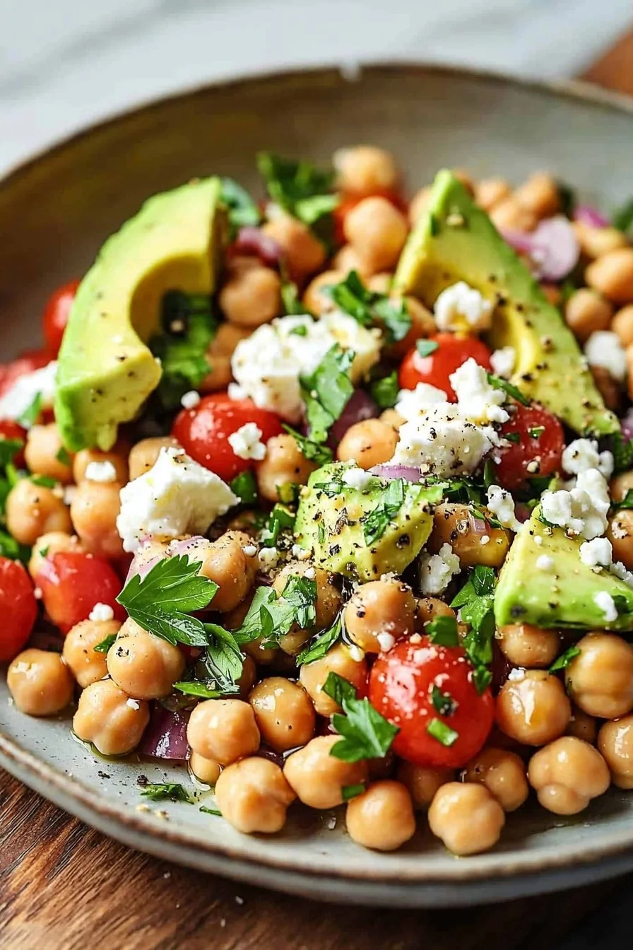 Chickpea Feta Avocado Salad