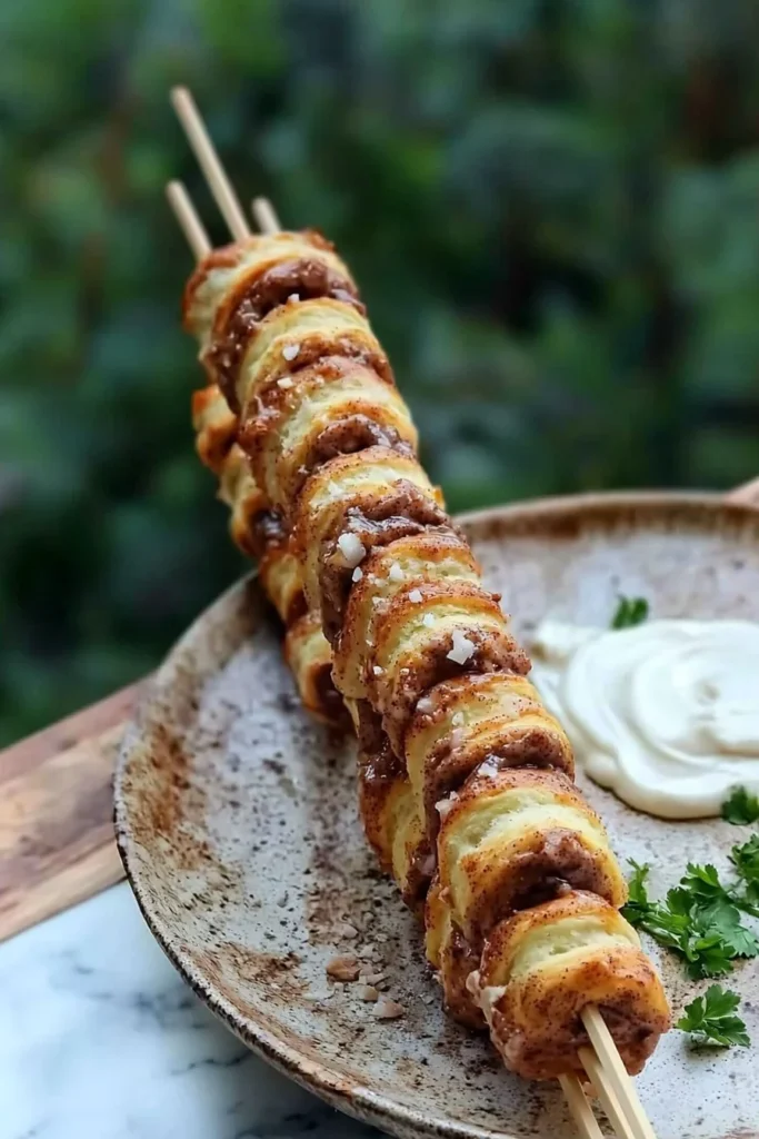 Delicious cinnamon rolls on a stick served for a fun treat