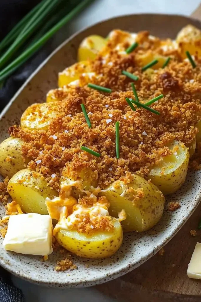 Creamy crunchy potato pillow served as a delicious comfort food dish