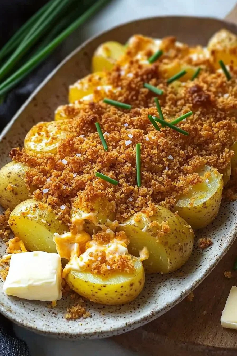 Creamy crunchy potato pillow served as a delicious comfort food dish