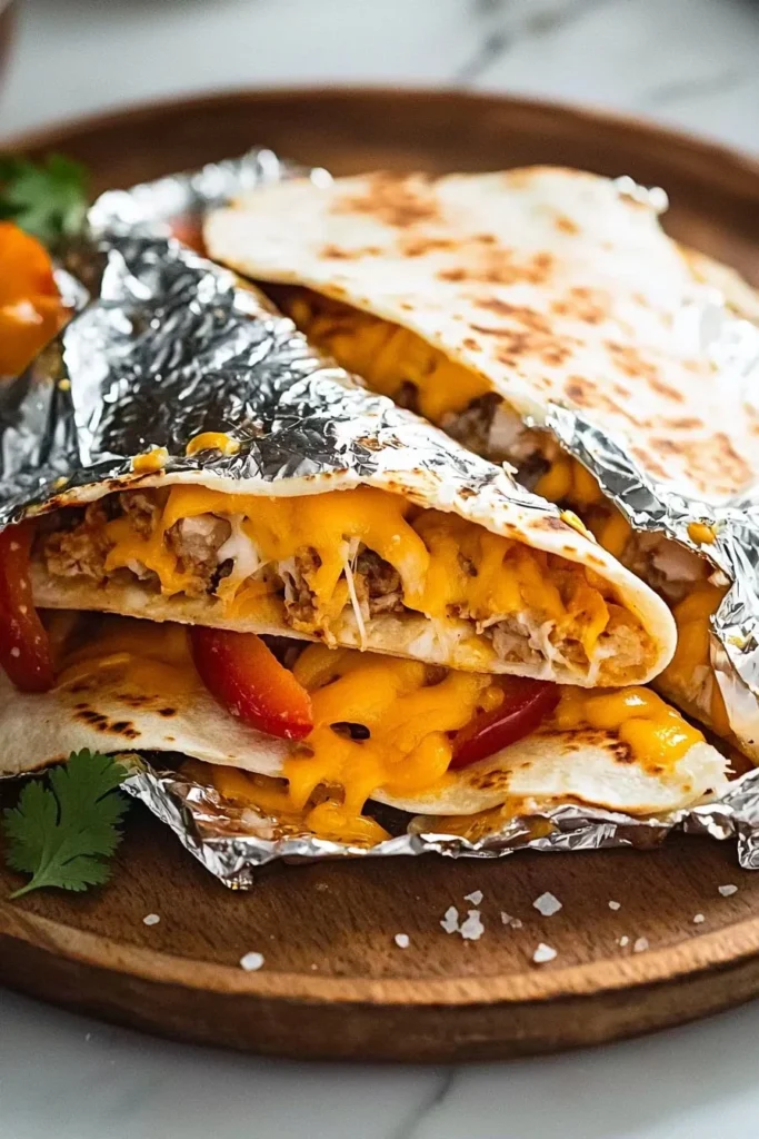 Crispy foil packet quesadillas ready for grilling or baking