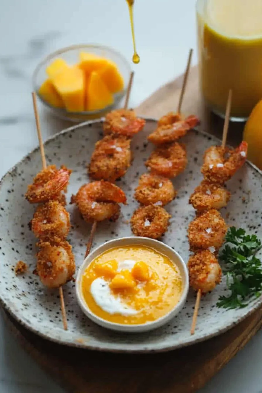Crispy Shrimp Skewer with Mango Dip