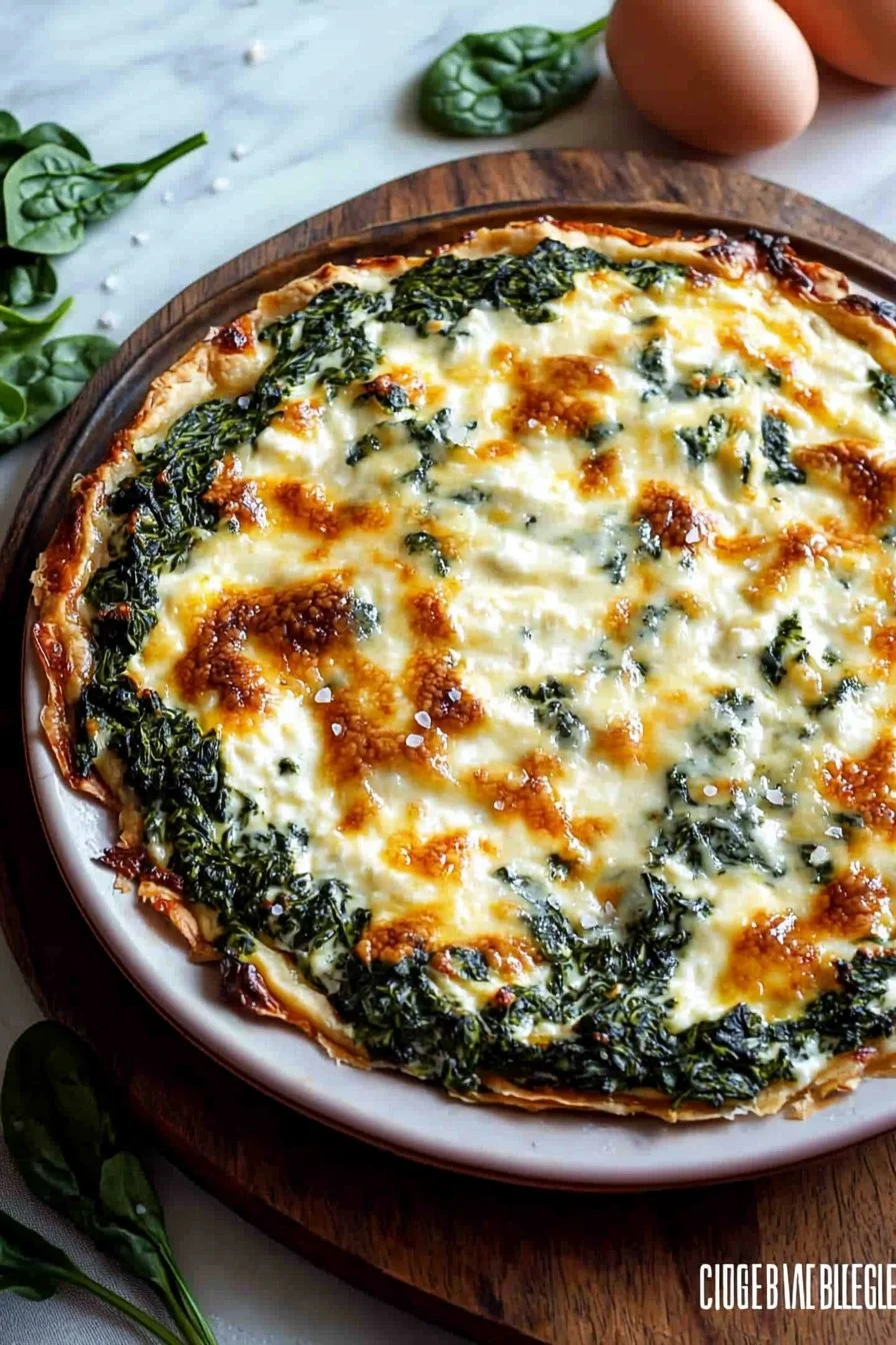 Delicious crustless spinach cheese pie, healthy and easy recipe for everyone
