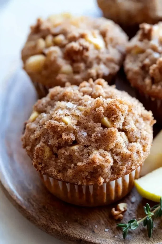 Freshly baked apple cinnamon muffins on a cooling rack