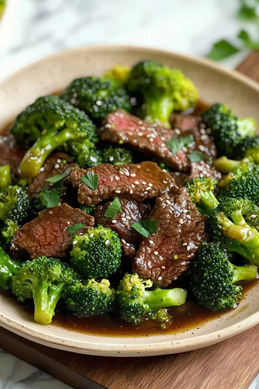 Delicious plate of easy beef and broccoli stir-fry with vibrant vegetables