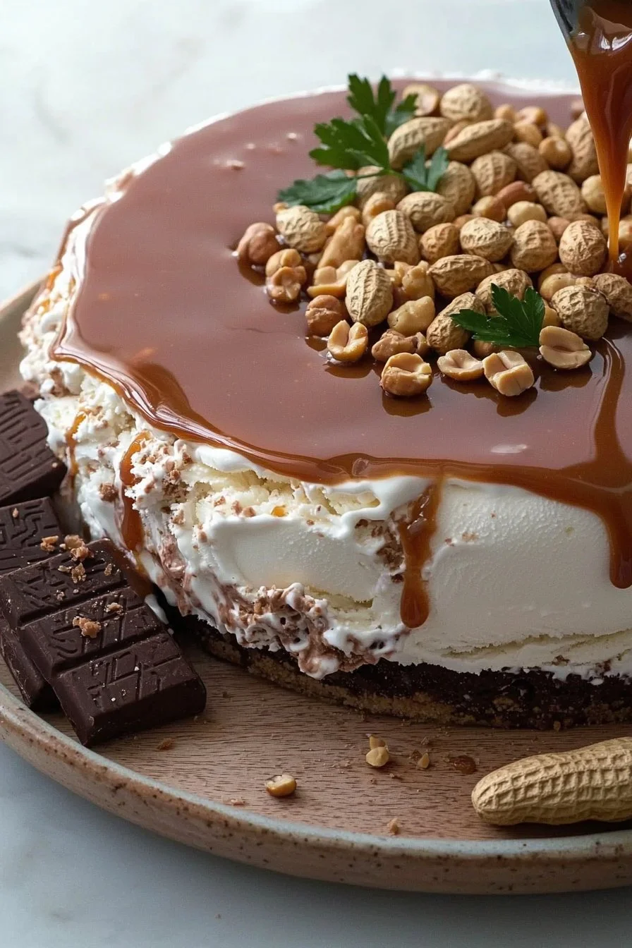 Easy Caramel Peanut Ice Cream Cake