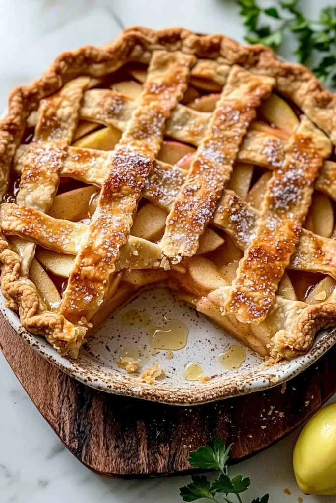 Delicious easy homemade apple pie with golden crust and fresh apples