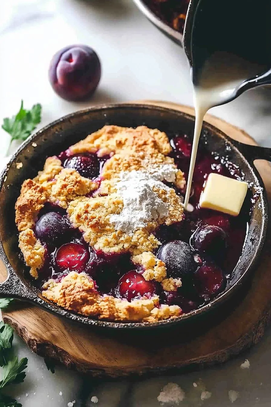 Easy Skillet Plum Cobbler