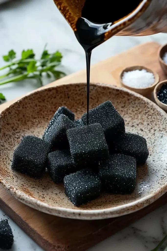Delicious edible coal candy in a fun display