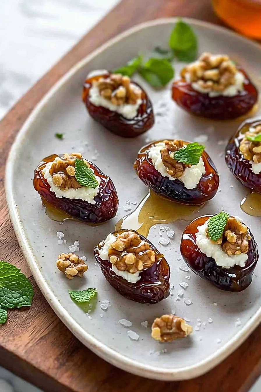 Goat Cheese Stuffed Dates with Walnuts and Mint