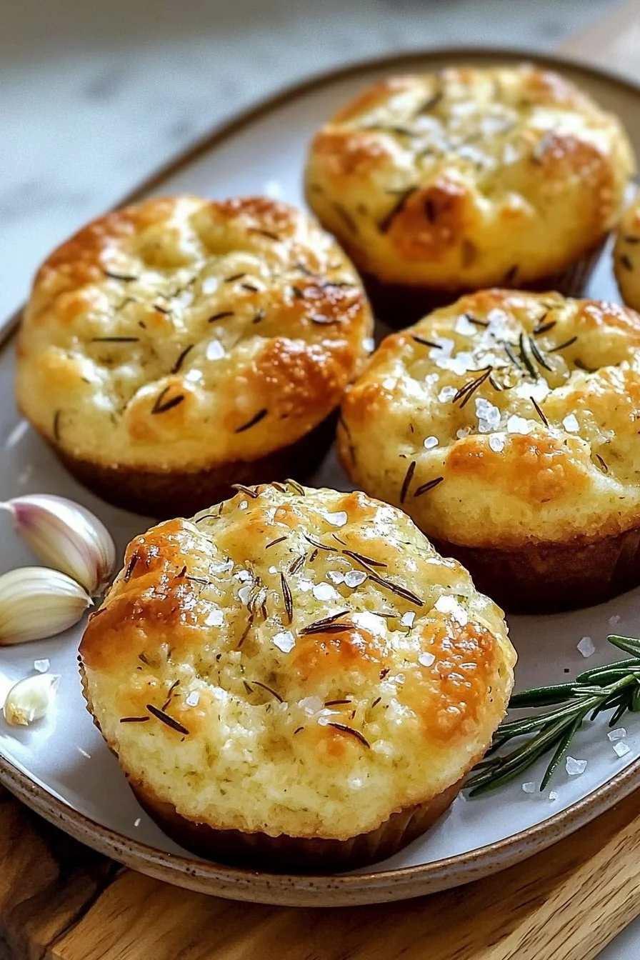 Golden Crust Garlic Rosemary Focaccia Muffins