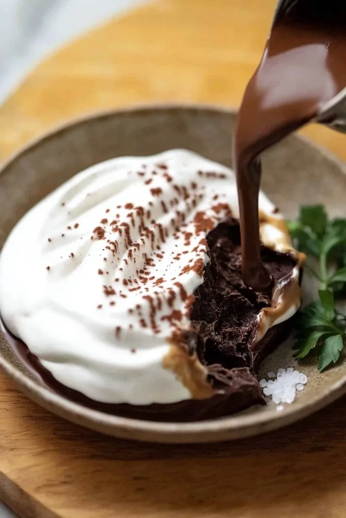 Delicious homemade cream coffee chocolate mousse served in a glass