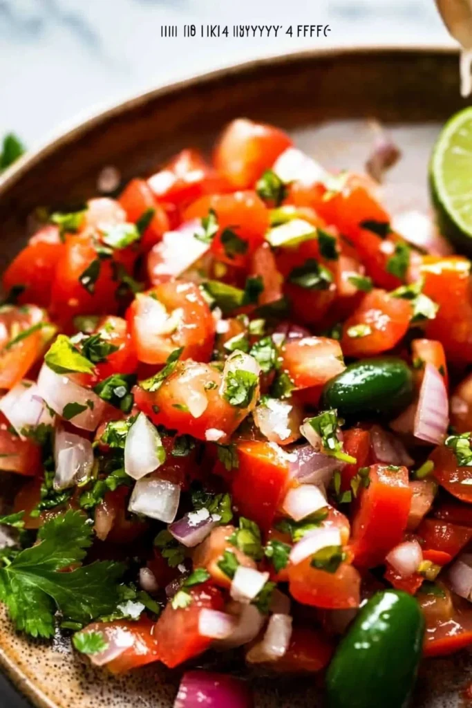 A bowl of homemade Pico de Gallo with fresh tomatoes, onions, and cilantro