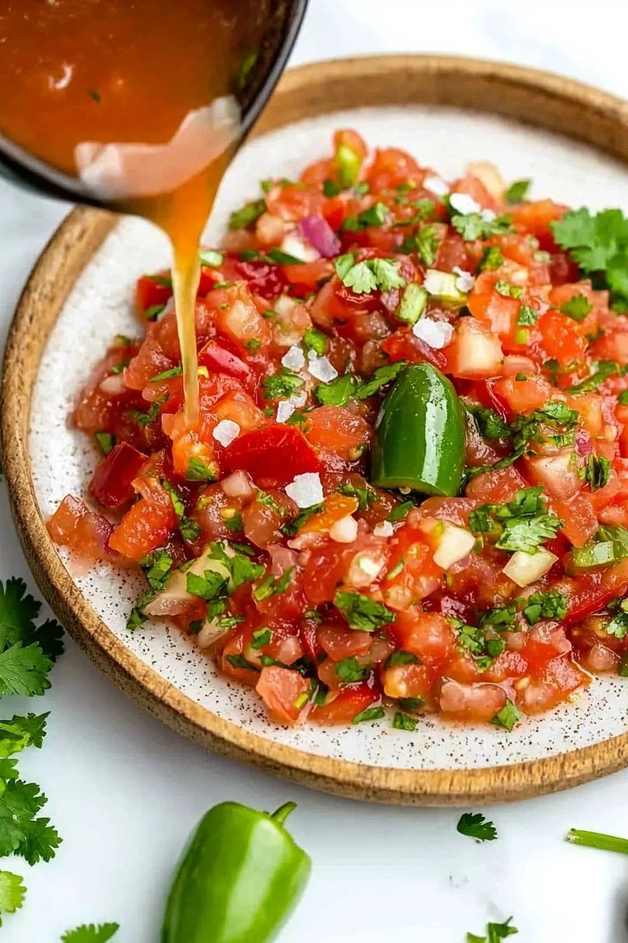 Bowl of homemade salsa with fresh ingredients, perfect for dipping.