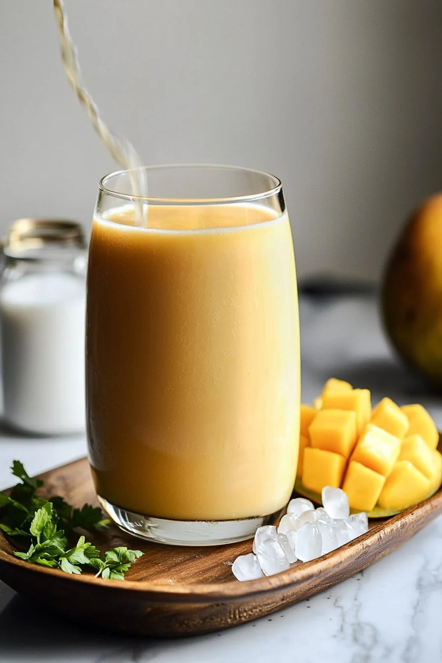 Refreshing Mango Milk Tea with a blend of creamy milk and tropical mango flavor