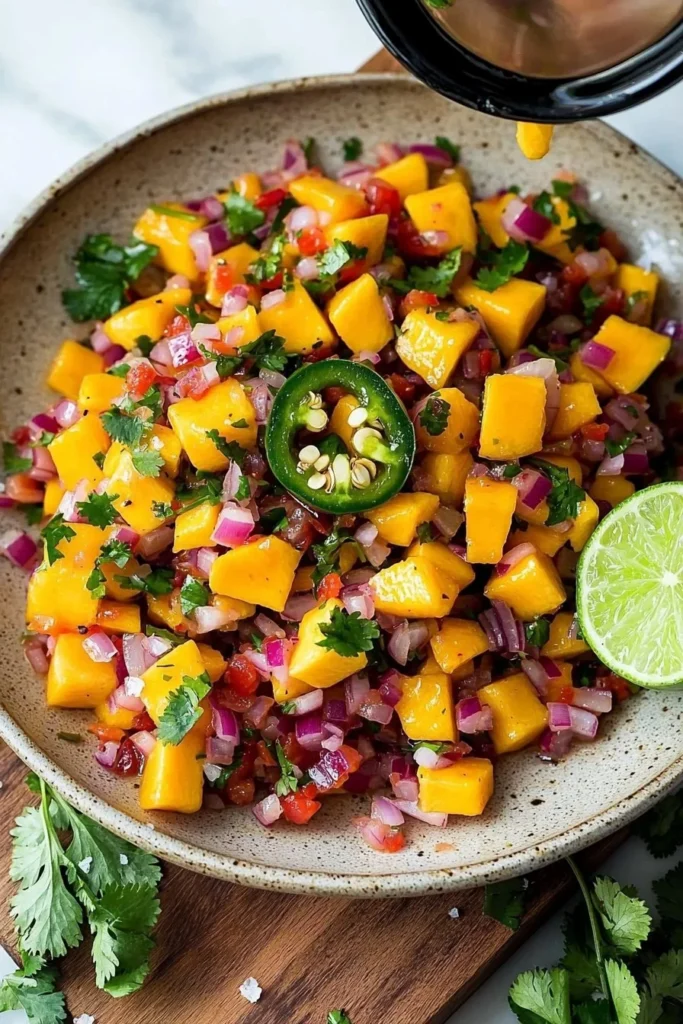 Fresh Mango Salsa Fresca with vibrant colors and ingredients