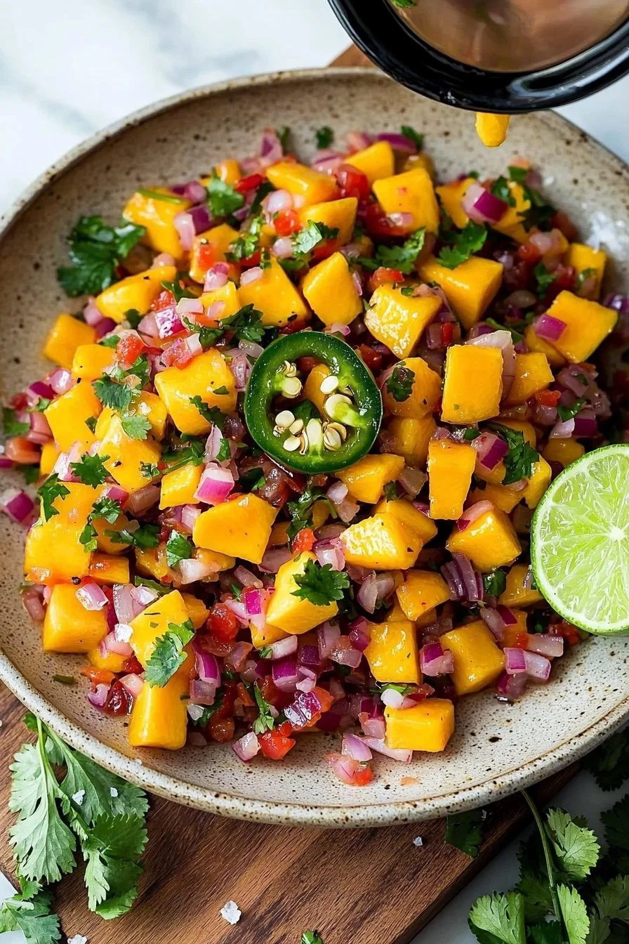 Fresh Mango Salsa Fresca with vibrant colors and ingredients