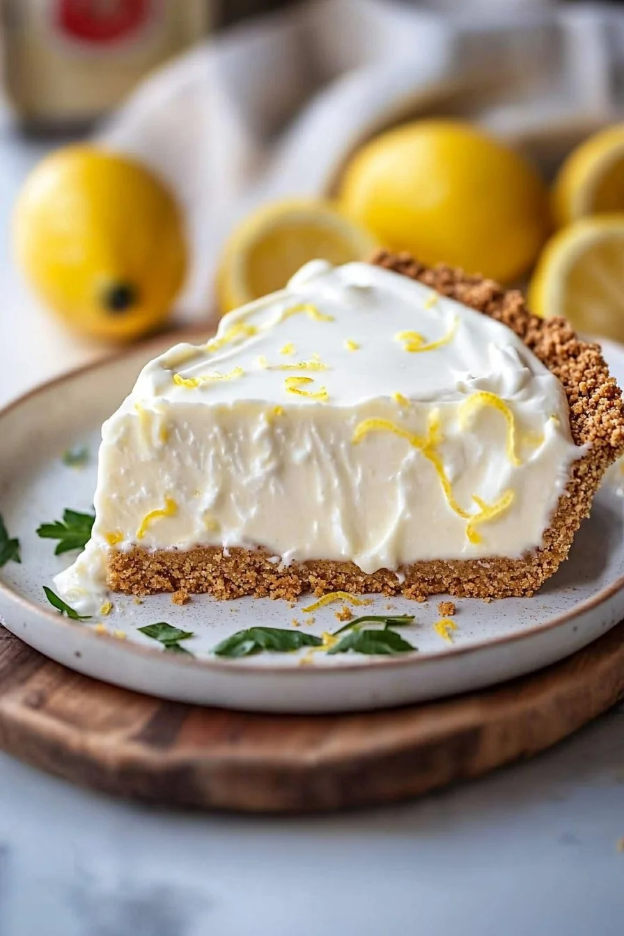 Delicious no-bake lemon icebox pie served with whipped cream and lemon zest