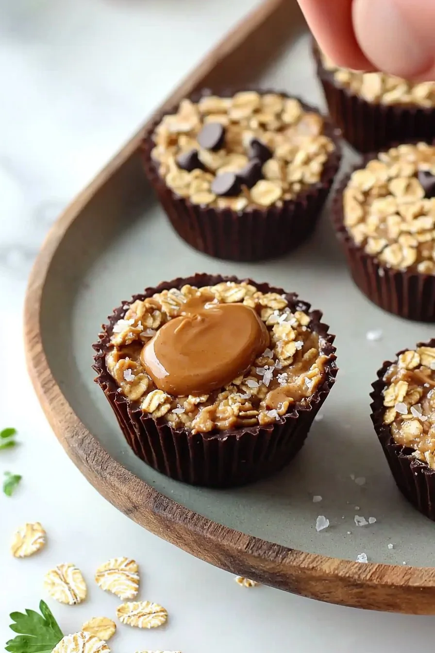Delicious peanut butter oat cups arranged on a plate