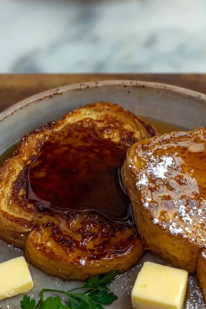 Perfectly golden and fluffy French toast topped with fresh berries and syrup